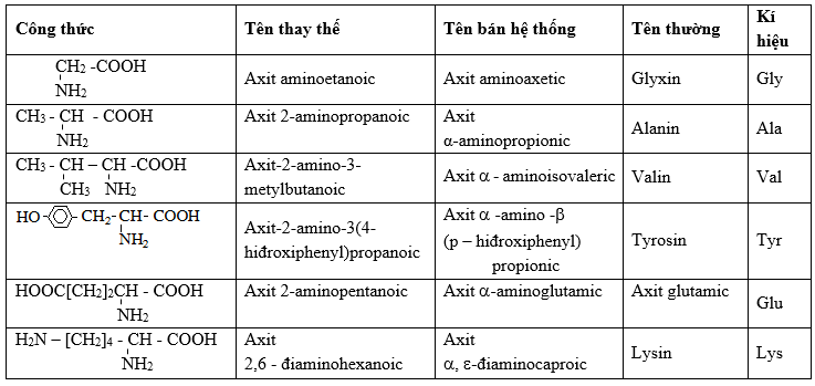 Tên gọi chung của axit amin tự nhiên (α-amino axit) 