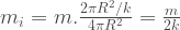 m_i= m. \frac{2\pi R^2/k}{4\pi R^2}=\frac{m}{2k} 