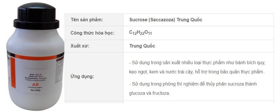 Sucrose được sử dụng rộng rãi trong nghiên cứu khoa học