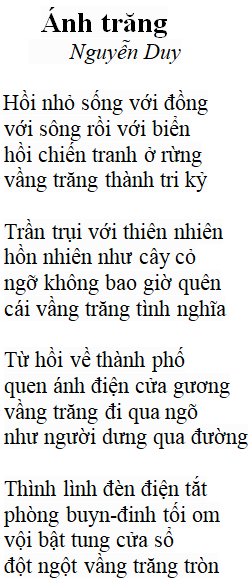 Bài thơ Ánh trăng - Tác giả tác phẩm (mới 2024)