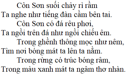 Bài thơ Bài ca Côn Sơn (tác giả, tác phẩm, nội dung chính, giá trị)