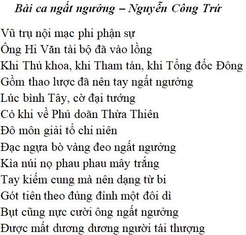 Bài thơ: Bài ca ngất ngưởng (Nguyễn Công Trứ): nội dung, dàn ý phân tích, bố cục, tác giả - Tác giả tác phẩm (mới 2024)