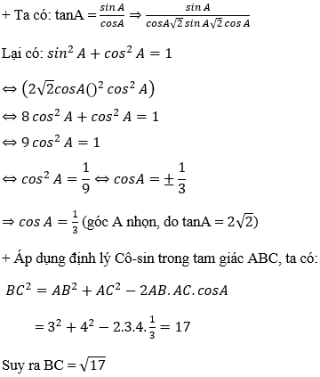Cách giải bài tập về Định lí Cô-sin trong tam giác (cực hay, chi tiết)