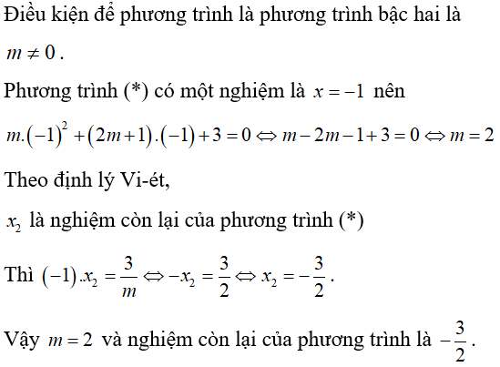 Cách giải phương trình bậc hai chứa tham số cực hay, có đáp án