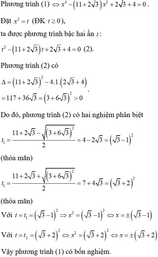 Cách giải phương trình trùng phương cực hay, có đáp án