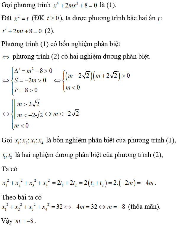 Cách giải phương trình trùng phương cực hay, có đáp án