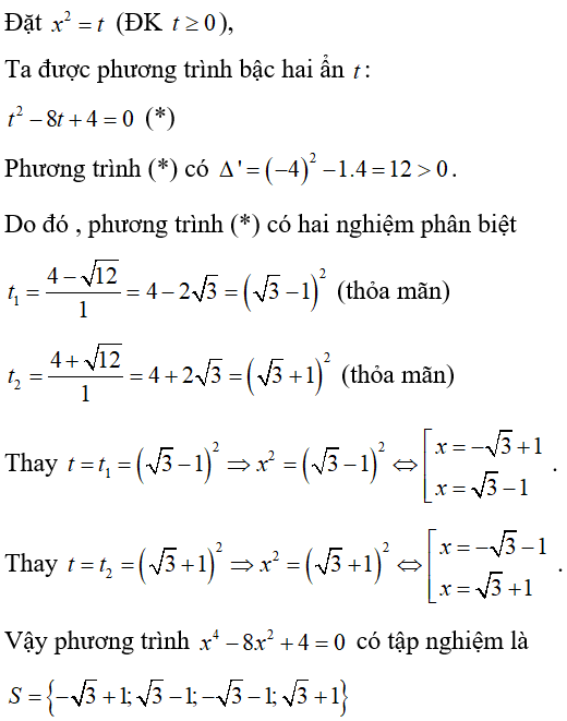 Cách giải phương trình trùng phương cực hay, có đáp án