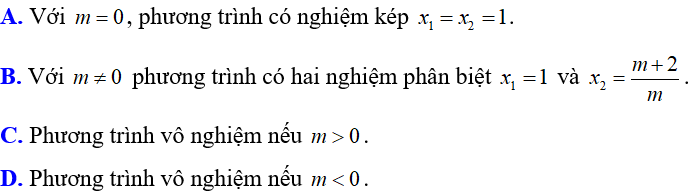 Cách giải và biện luận phương trình bậc hai theo tham số m cực hay, có đáp án