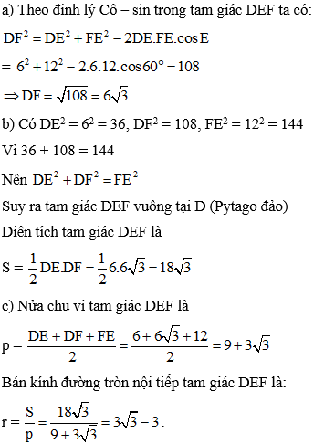 Cách tính bán kính đường tròn nội tiếp tam giác (cực hay, chi tiết)