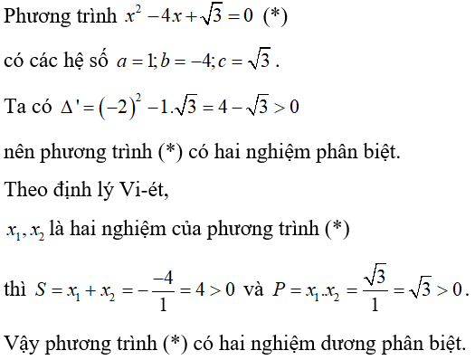 Cách xét dấu các nghiệm của phương trình bậc hai cực hay, có đáp án