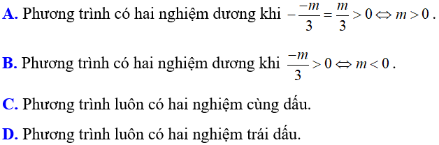 Cách xét dấu các nghiệm của phương trình bậc hai cực hay, có đáp án