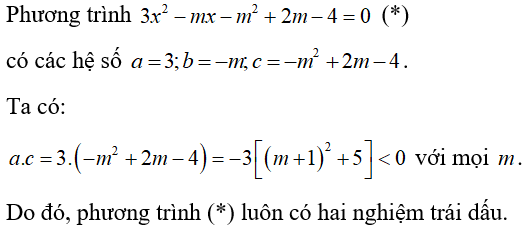 Cách xét dấu các nghiệm của phương trình bậc hai cực hay, có đáp án