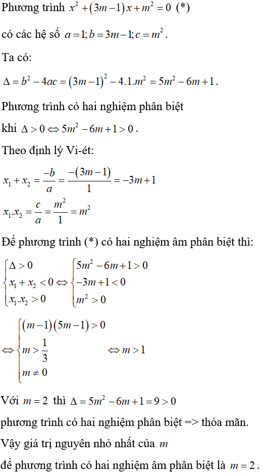 Cách xét dấu các nghiệm của phương trình bậc hai cực hay, có đáp án