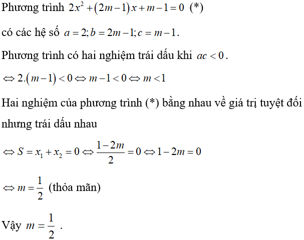 Cách xét dấu các nghiệm của phương trình bậc hai cực hay, có đáp án