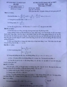 Cấu trúc đề thi vào lớp 10 môn Toán năm 2024 Hà Nội
