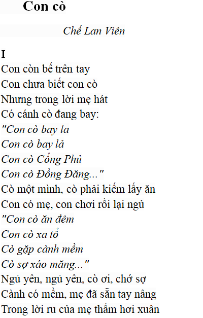 Bài thơ: Con cò (Chế Lan Viên): nội dung, dàn ý, bố cục, tác giả | Ngữ văn lớp 9