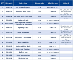 Điểm chuẩn Đại học Ngoại ngữ - Đại học Đà Nẵng 2024 (2023, 2022, ...)