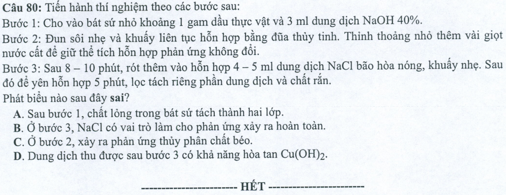 Đề minh họa năm 2022 Hóa học tốt nghiệp THPT (có đáp án)