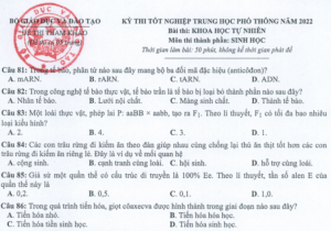 Đề minh họa năm 2022 Sinh học tốt nghiệp THPT (có đáp án)