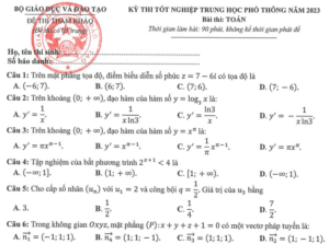 Đề minh họa năm 2023 Toán (có đáp án) | Đề tham khảo 2023 Toán