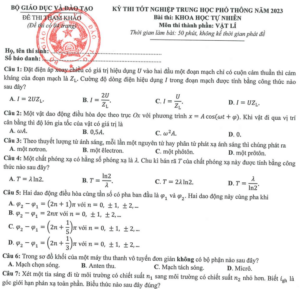 Đề minh họa năm 2023 Vật Lí (có đáp án) | Đề tham khảo 2023 Vật Lí