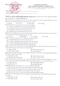 Đề minh họa Tốt nghiệp THPT Giáo dục Kinh tế và pháp luật năm 2025