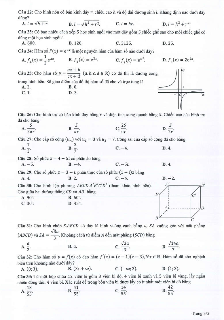 Đề tham khảo 2024 Toán