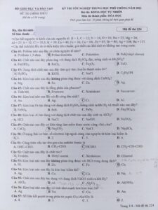 Đề thi tốt nghiệp THPT môn Hóa học năm 2022 (Đề chính thức có đáp án)