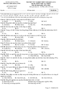Đề thi thử môn Hóa 2023 (cả nước, có lời giải) | Đề thi thử Hóa tốt nghiệp THPT
