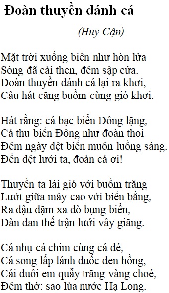 Bài thơ Đoàn thuyền đánh cá - Tác giả tác phẩm (mới 2024)