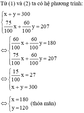 Trắc nghiệm Giải bài toán bằng cách lập hệ phương trình có đáp án (phần 2)