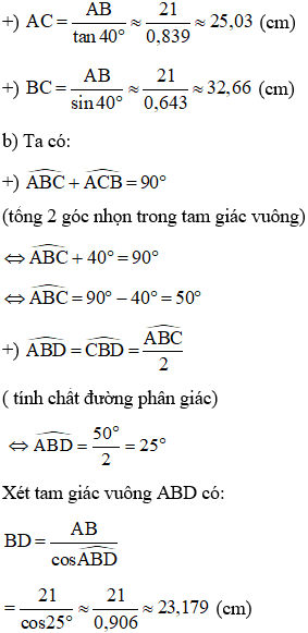 Giải tam giác vuông biết độ dài một cạnh và số đo một góc nhọn