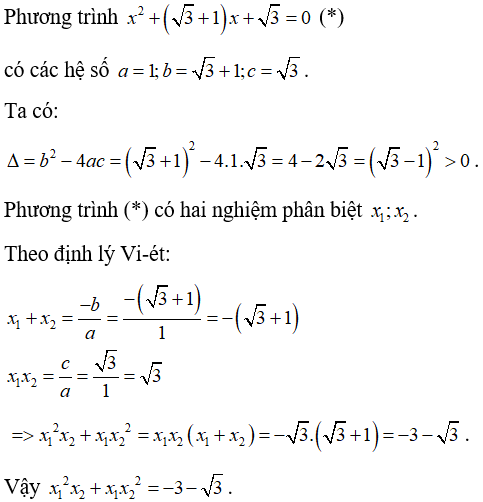 Hệ thức vi-et và ứng dụng để giải phương trình bậc hai một ẩn cực hay, có đáp án - Toán lớp 9