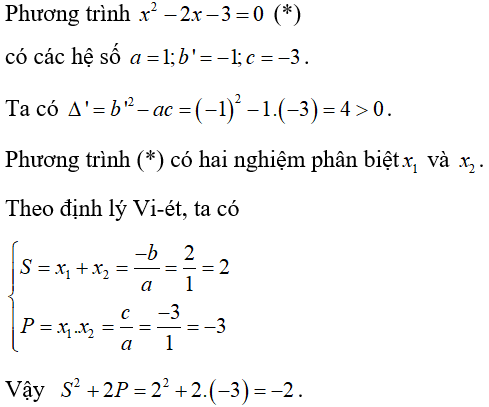 Hệ thức vi-et và ứng dụng để giải phương trình bậc hai một ẩn cực hay, có đáp án - Toán lớp 9