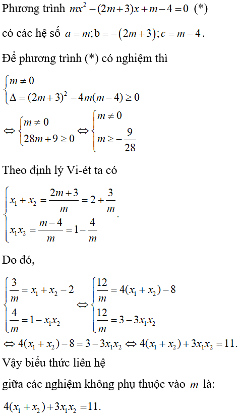 Hệ thức vi-et và ứng dụng để giải phương trình bậc hai một ẩn cực hay, có đáp án - Toán lớp 9