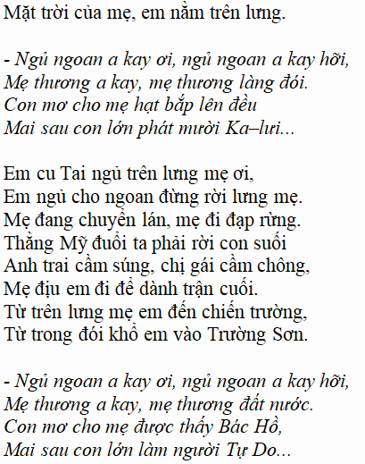 Bài thơ Khúc hát ru những em bé lớn trên lưng mẹ - Tác giả tác phẩm (mới 2024)