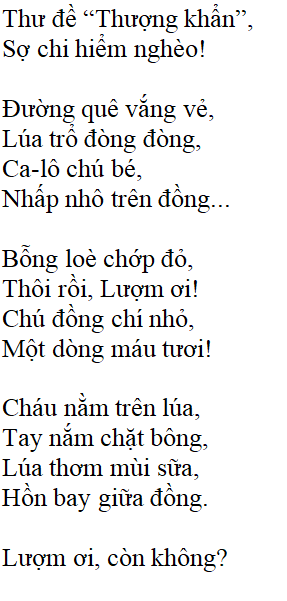 Bài thơ: Lượm - Nội dung bài thơ, Hoàn cảnh sáng tác, Dàn ý phân tích tác phẩm