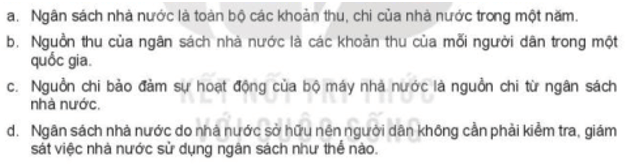 Em hãy cho biết ý kiến nào sau đây là đúng/ không đúng Vì sao?