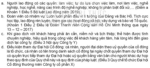 Em hãy cho biết nội dung nào sau đây là quy định pháp luật?