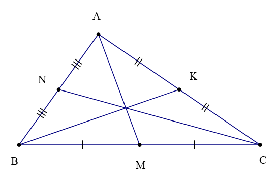 Tính chất ba đường trung tuyến của tam giác (Lý thuyết Toán lớp 7) | Cánh diều