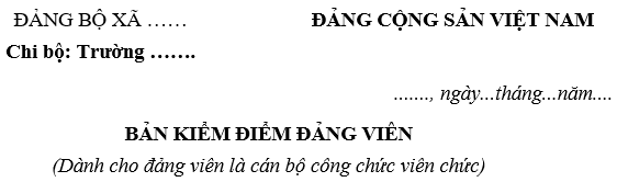 Mẫu bản kiểm điểm Đảng viên cuối năm của tổng phụ trách