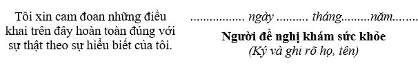 Mẫu giấy khám sức khỏe