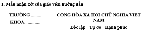 Mẫu lời nhận xét thực tập tốt nghiệp