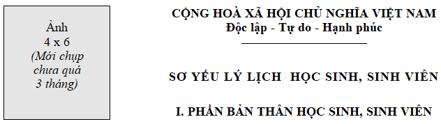 Mẫu sơ yếu lý lịch dành cho học sinh, sinh viên