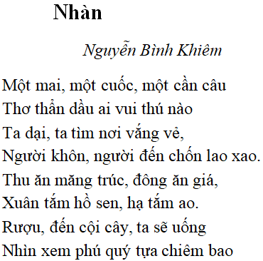 Bài thơ Nhàn (tác giả, tác phẩm, nội dung chính, giá trị)