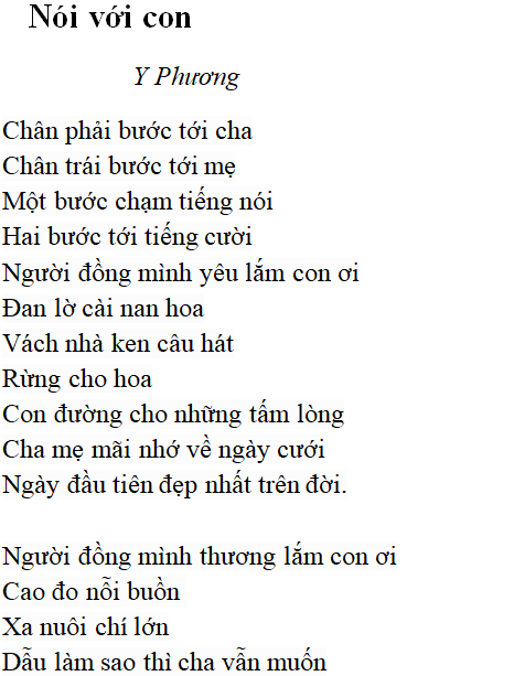 Bài thơ: Nói với con (Y Phương): nội dung, dàn ý, bố cục, tác giả | Ngữ văn lớp 9