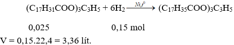 (C<sub>17</sub>H<sub>31</sub>COO)<sub>3</sub>C<sub>3</sub>H<sub>5</sub> + 6H<sub>2</sub> → (C<sub>17</sub>H<sub>35</sub>COO)<sub>3</sub>C<sub>3</sub>H<sub>5</sub> | (C17H31COO)3C3H5 ra (C17H35COO)3C3H5