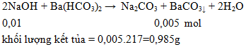 2NaOH + Ba(HCO3)2 → Na2CO3 + BaCO3 ↓ + 2H2O | Cân bằng phương trình hóa học