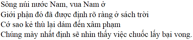 Bài thơ Sông núi nước Nam (tác giả, tác phẩm, nội dung chính, giá trị)