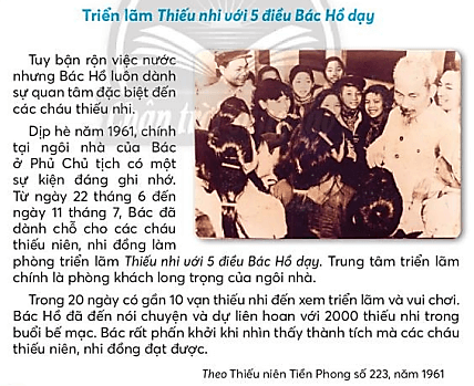 Triển làm Thiếu nhi với 5 điều Bác Hồ dạy trang 44, 45 Tiếng Việt lớp 3 Tập 1 | Chân trời sáng tạo